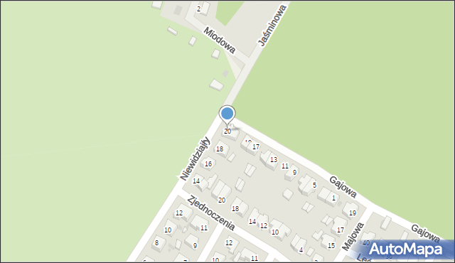 Sława, Niewidziajły Franciszka, 20, mapa Sława