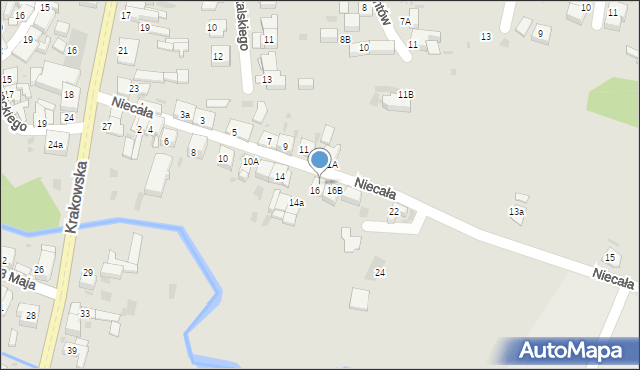 Słomniki, Niecała, 16A, mapa Słomniki