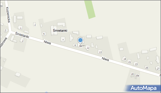 Śmietanki, Niwa, 9A, mapa Śmietanki