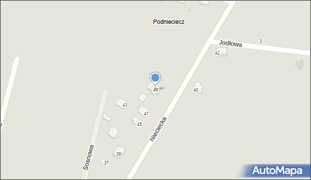 Sokołów Podlaski, Nieciecka, 49, mapa Sokołów Podlaski