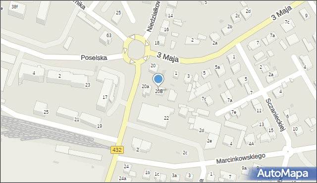 Środa Wielkopolska, Niedziałkowskiego Mieczysława, 20B, mapa Środa Wielkopolska