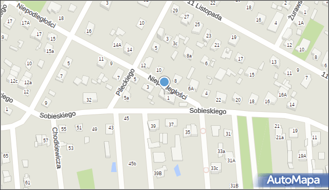 Sulejówek, Niepodległości, 1a, mapa Sulejówek