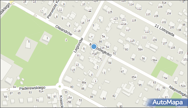 Sulejówek, Niepodległości, 71A, mapa Sulejówek