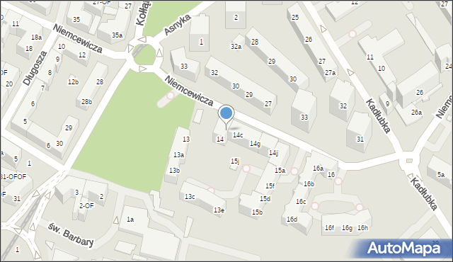 Szczecin, Niemcewicza Juliana Ursyna, 14b, mapa Szczecina