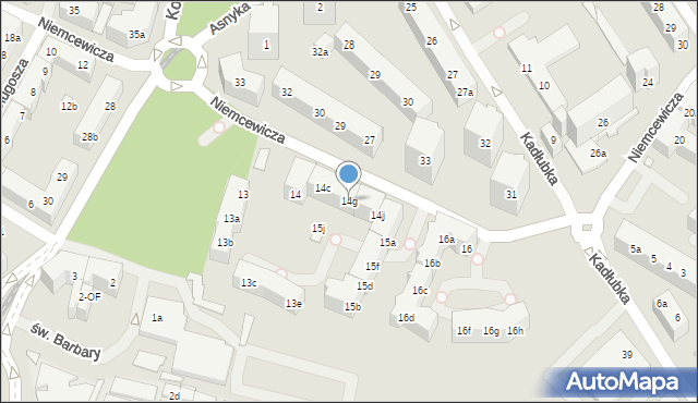 Szczecin, Niemcewicza Juliana Ursyna, 14g, mapa Szczecina