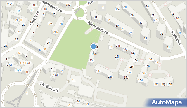 Szczecin, Niemcewicza Juliana Ursyna, 13a, mapa Szczecina