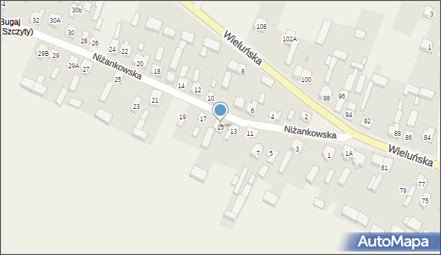 Szczyty, Niżankowska, 15, mapa Szczyty