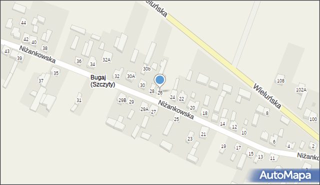 Szczyty, Niżankowska, 26, mapa Szczyty