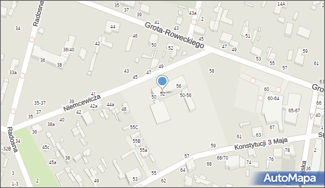 Tomaszów Mazowiecki, Niemcewicza Juliana Ursyna, 52, mapa Tomaszów Mazowiecki