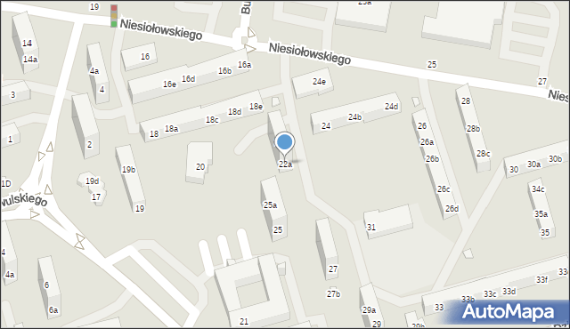 Toruń, Niesiołowskiego Tymona, 22a, mapa Torunia
