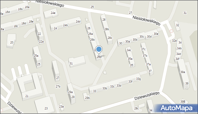 Toruń, Niesiołowskiego Tymona, 26d, mapa Torunia