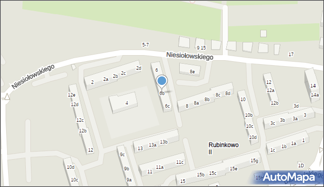 Toruń, Niesiołowskiego Tymona, 6b, mapa Torunia