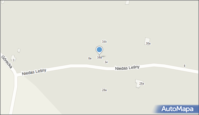 Tuszyn, Niedas Leśny, 34a, mapa Tuszyn