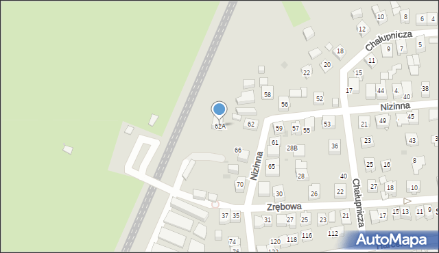 Tychy, Nizinna, 62A, mapa Tychów