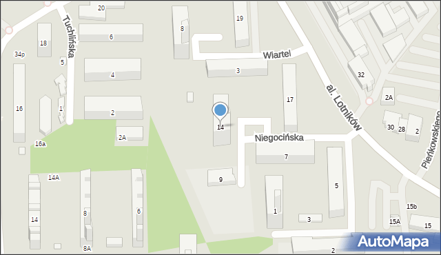 Warszawa, Niegocińska, 14, mapa Warszawy