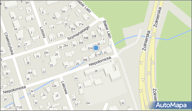 Warszawa, Niepołomicka, 31, mapa Warszawy