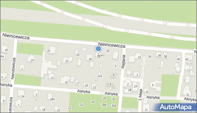 Warszawa, Niemcewicza Juliana Ursyna, 28, mapa Warszawy
