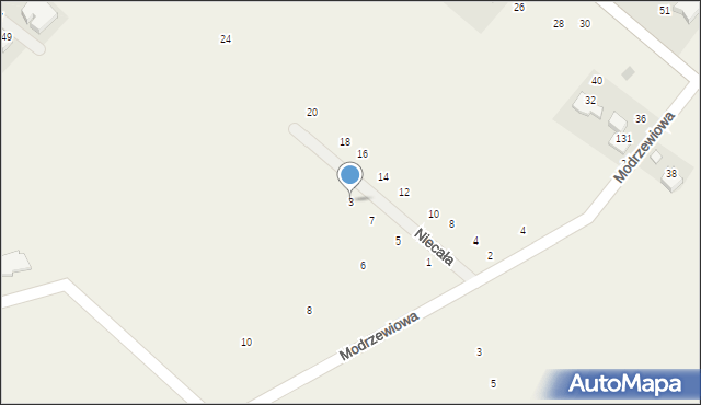 Więckowice, Niecała, 3, mapa Więckowice