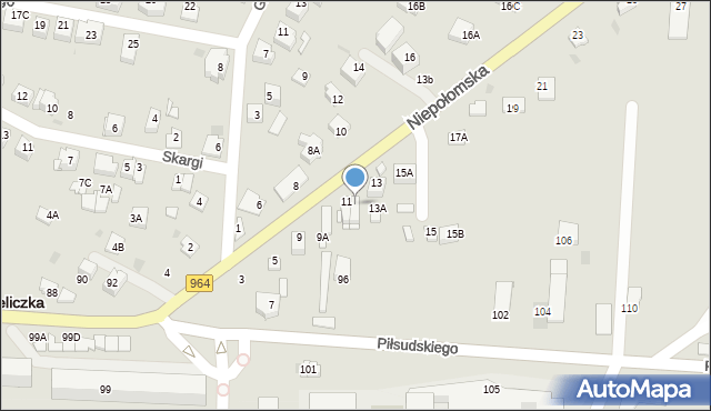 Wieliczka, Niepołomska, 11A, mapa Wieliczka