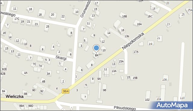 Wieliczka, Niepołomska, 8A, mapa Wieliczka