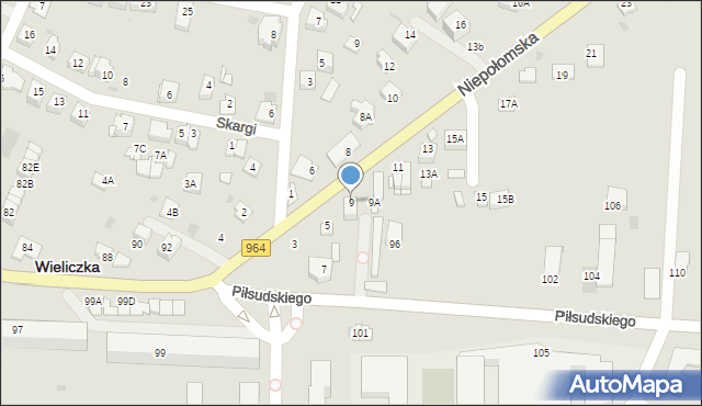 Wieliczka, Niepołomska, 9, mapa Wieliczka