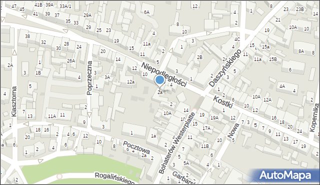 Wschowa, Niepodległości, 2a, mapa Wschowa