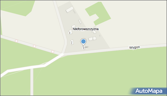 Wygon, Nikiforowszczyzna, 1, mapa Wygon