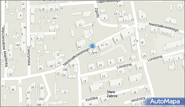 Zabrze, Niedziałkowskiego Mieczysława, 15, mapa Zabrza