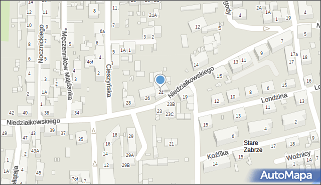 Zabrze, Niedziałkowskiego Mieczysława, 24, mapa Zabrza