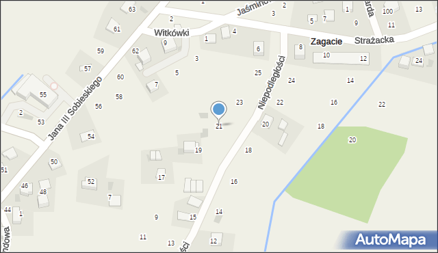 Zagacie, Niepodległości, 21, mapa Zagacie