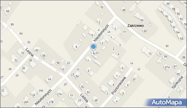 Zakrzewo, Niezłomnych, 5, mapa Zakrzewo