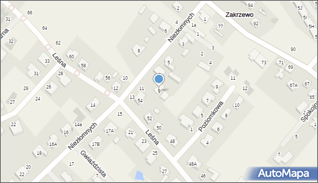 Zakrzewo, Niezłomnych, 9, mapa Zakrzewo