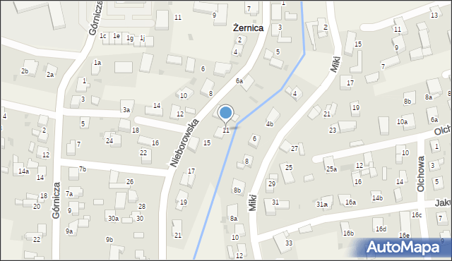 Żernica, Nieborowska, 11, mapa Żernica