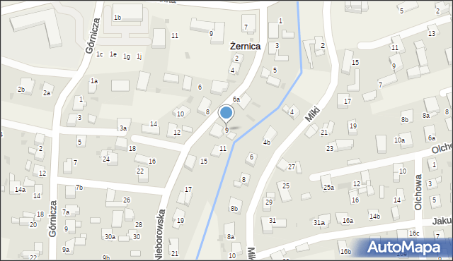 Żernica, Nieborowska, 9, mapa Żernica