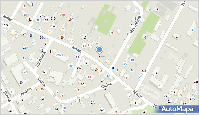 Biała Podlaska, Nowa, 7, mapa Białej Podlaskiej