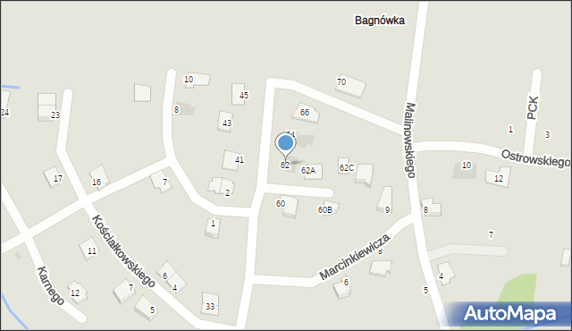 Białystok, Nowakowskiego Seweryna, 62, mapa Białegostoku