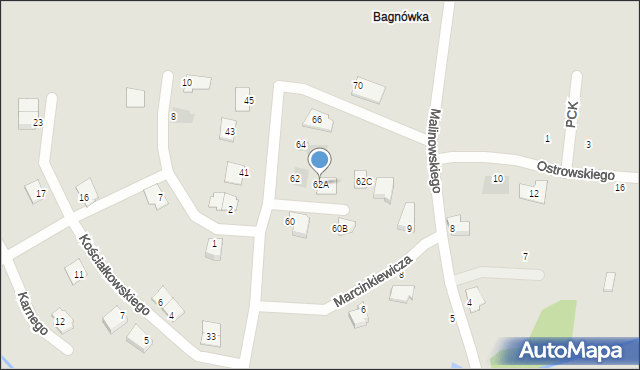 Białystok, Nowakowskiego Seweryna, 62A, mapa Białegostoku