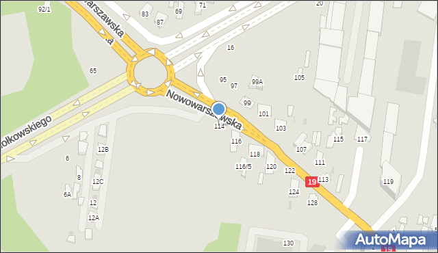 Białystok, Nowowarszawska, 114, mapa Białegostoku