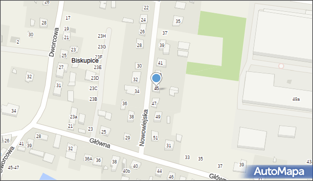 Biskupice, Nowowiejska, 45, mapa Biskupice