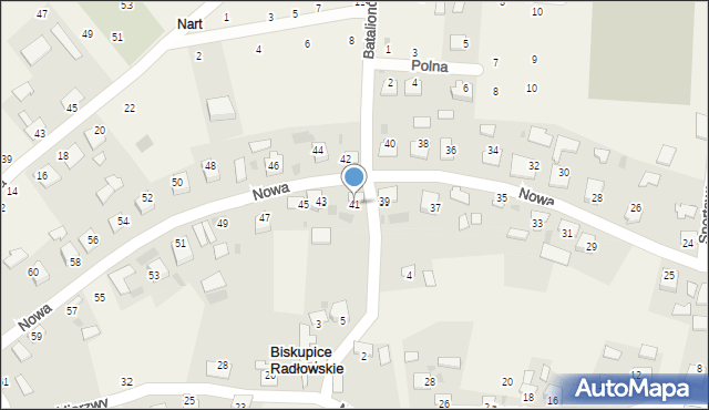 Biskupice Radłowskie, Nowa, 41, mapa Biskupice Radłowskie