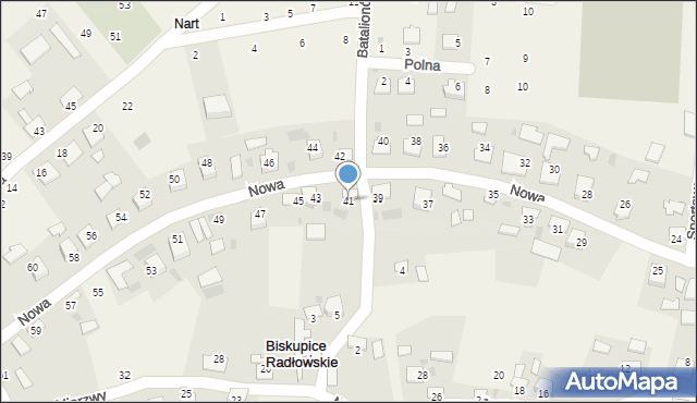 Biskupice Radłowskie, Nowa, 41, mapa Biskupice Radłowskie