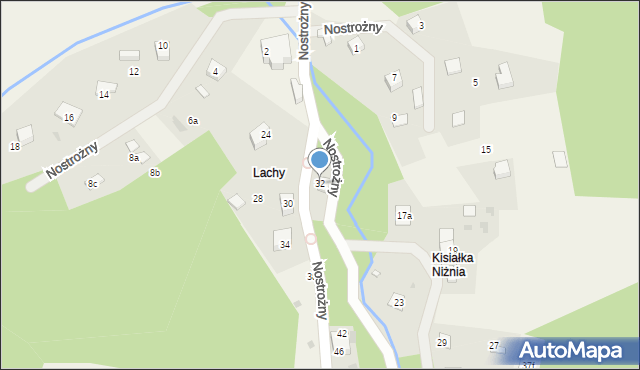 Brenna, Nostrożny, 32, mapa Brenna