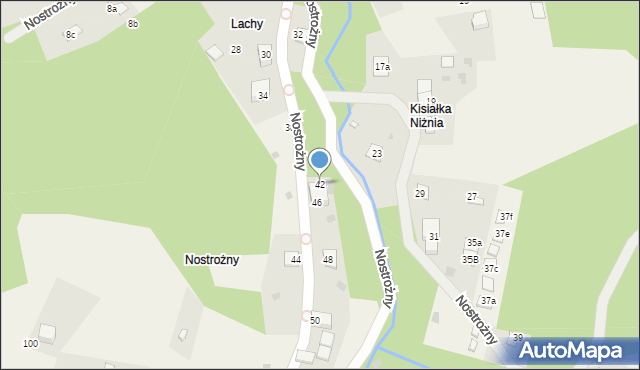 Brenna, Nostrożny, 42, mapa Brenna