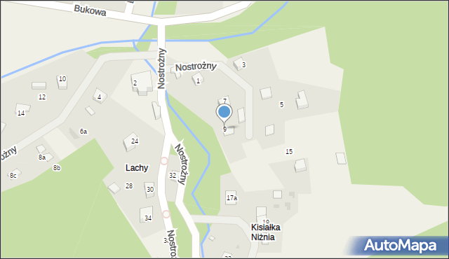 Brenna, Nostrożny, 9, mapa Brenna