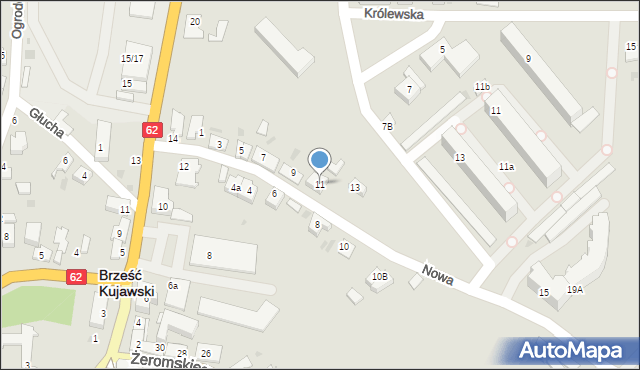 Brześć Kujawski, Nowa, 11, mapa Brześć Kujawski