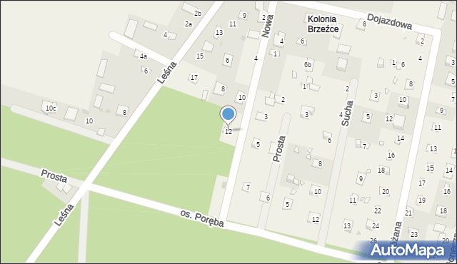 Brzeźce, Nowa, 12, mapa Brzeźce