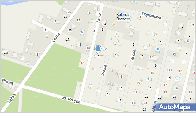 Brzeźce, Nowa, 3, mapa Brzeźce