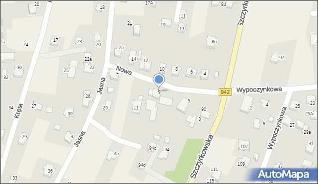 Bystra, Nowa, 9, mapa Bystra