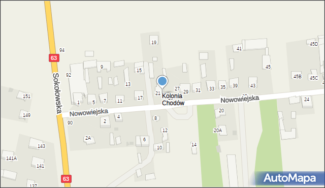 Chodów, Nowowiejska, 23, mapa Chodów