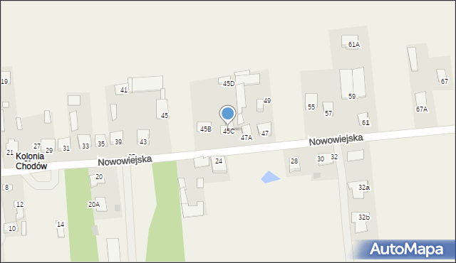 Chodów, Nowowiejska, 45C, mapa Chodów